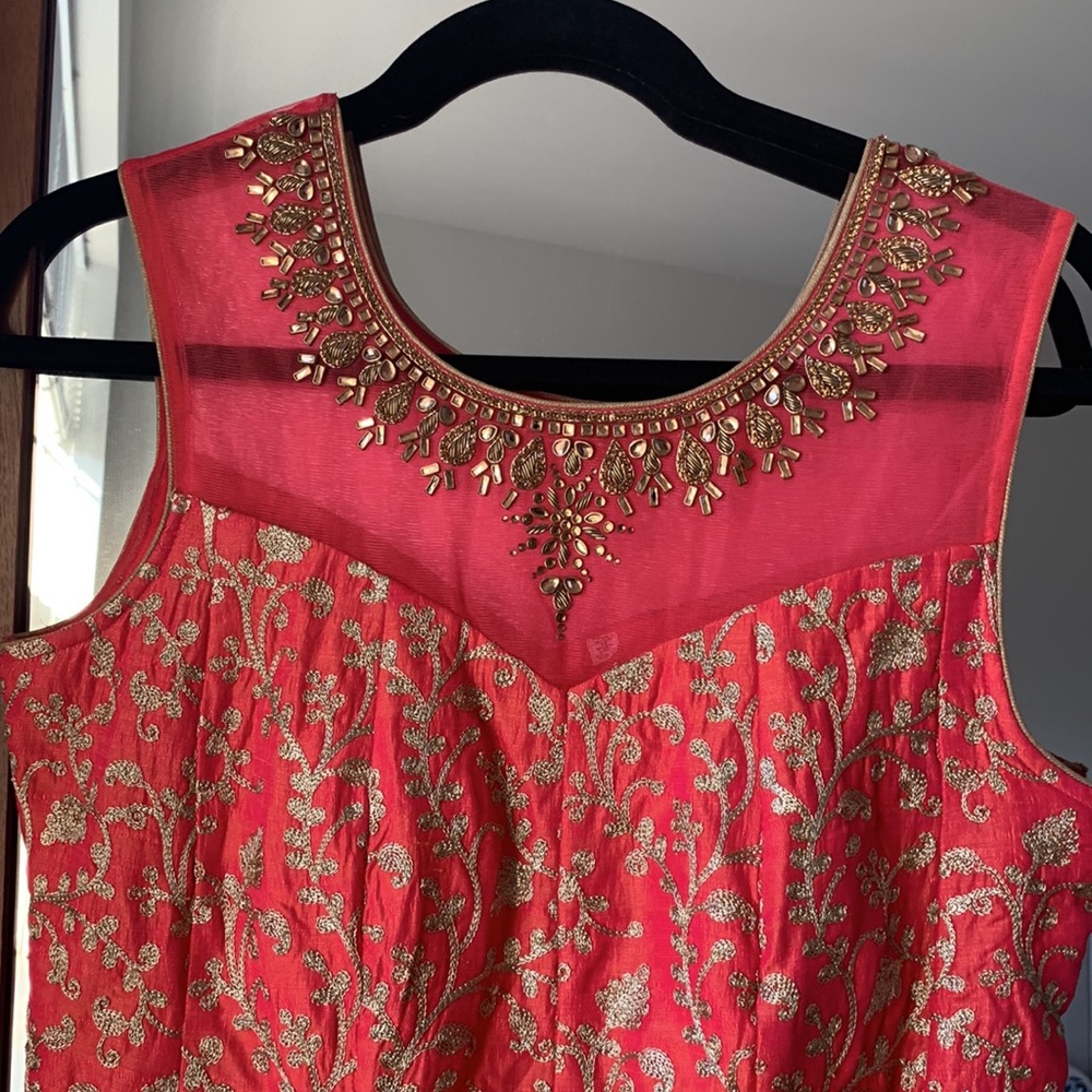 Pink floor length Indian Anarkali Gown | 3 piece